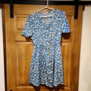 ROMWE Blue and white floral dress